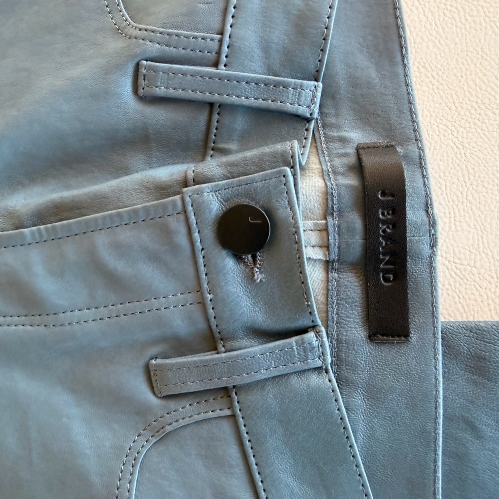New J Brand Blue gray stretch lamb leather Pants size xs - Picture 10 of 14